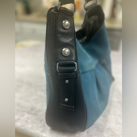 AIMEE KESTENBERG Blue Nubuck & Black Leather High Riser Hobo Medium Shoulder Bag - Picture 5 of 9